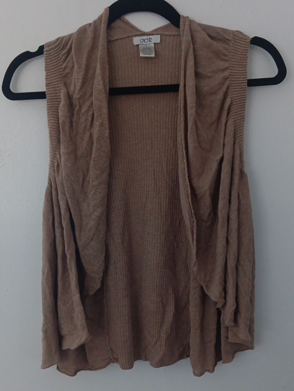 Caché Sleeveless Draped Open Cardigan  Vest #3869